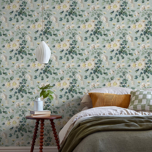 V&A Charlotte - Teal Wallpaper