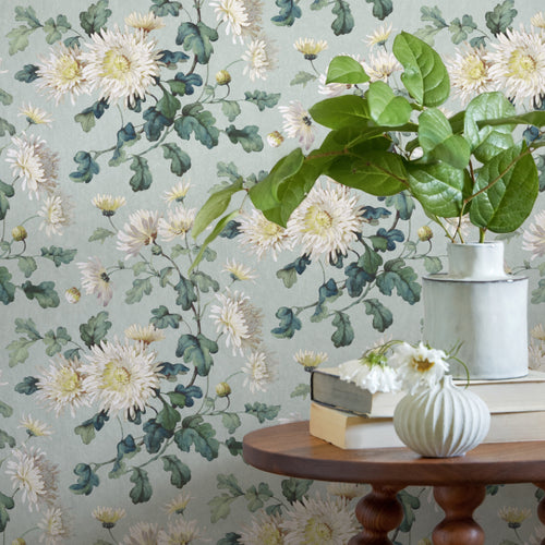 V&A Charlotte - Teal Wallpaper