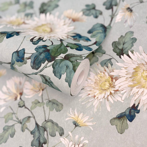 V&A Charlotte - Teal Wallpaper