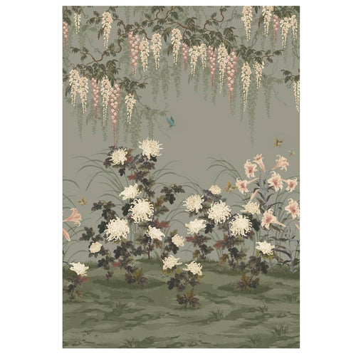 V&A Wisteria Bloom - Dark Sage Wall Mural