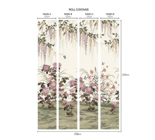 V&A Wisteria Bloom - Heather Wall Mural