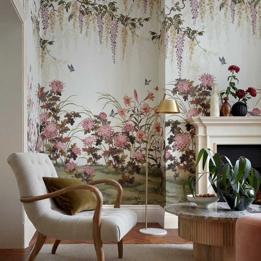 Wisteria Bloom Heather | V&A Wall Mural | 1838 Wallcoverings