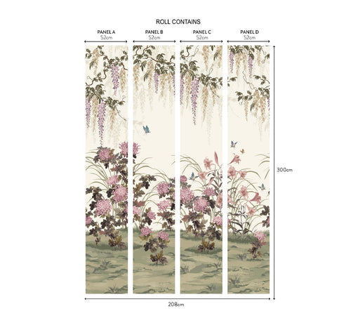 V&A Wisteria Bloom - Heather Wall Mural