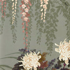 V&A Wisteria Bloom - Dark Sage Wall Mural