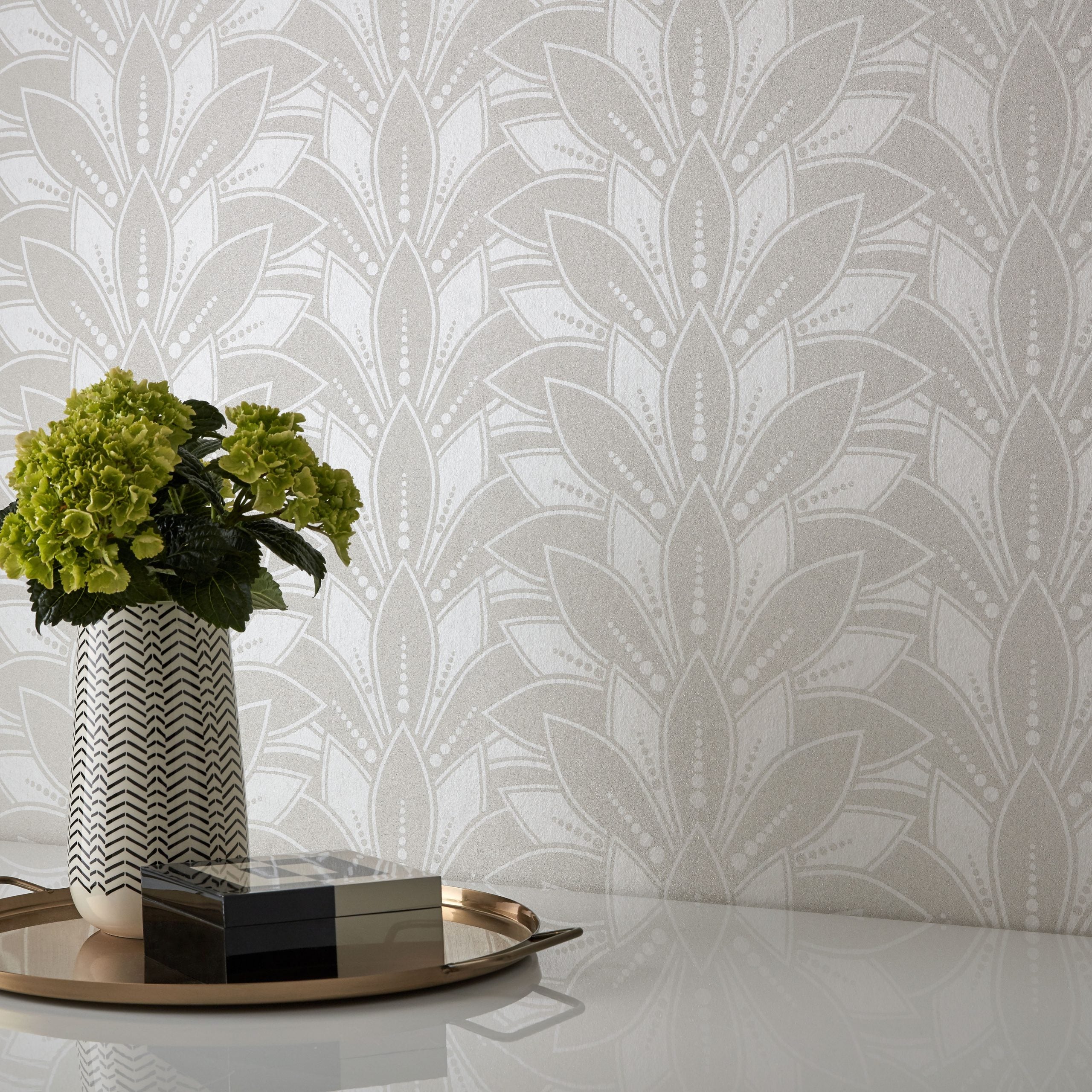 Astoria Pearl Cream Luxury Bead Wallpaper