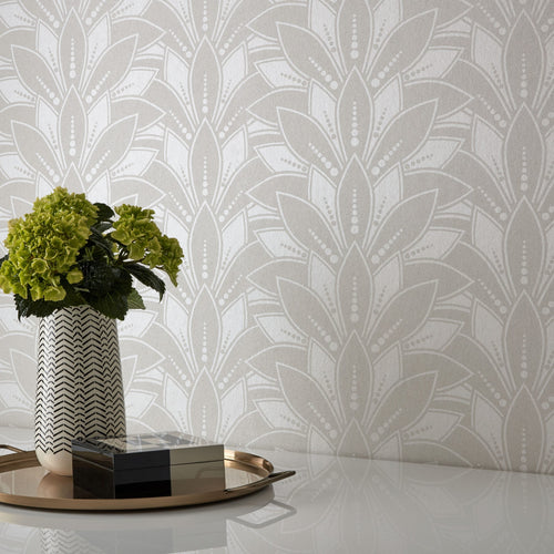 Astoria Pearl Cream Luxury Bead Wallpaper