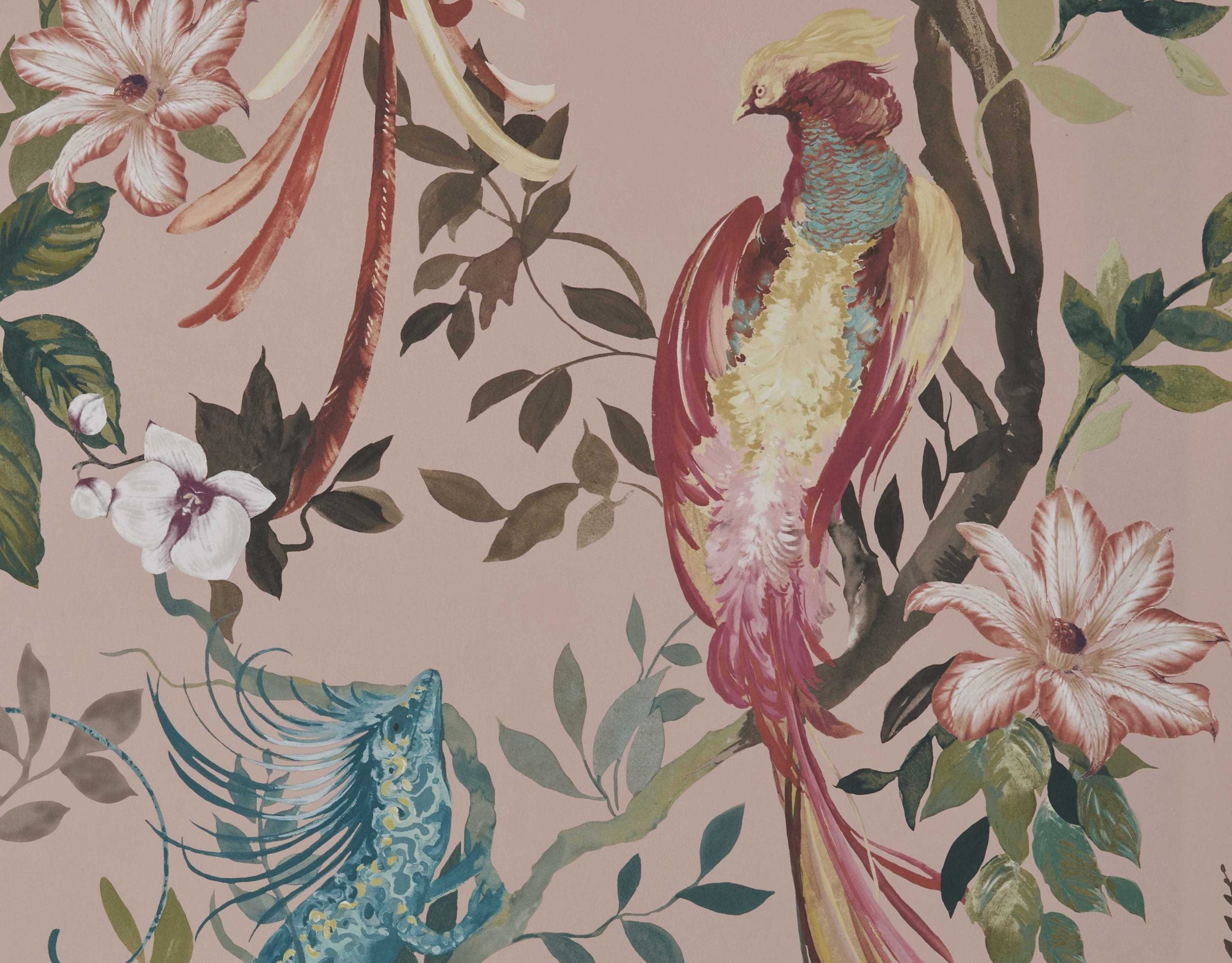 Bird Sonnet Blush Pink Luxury Bird Wallpaper