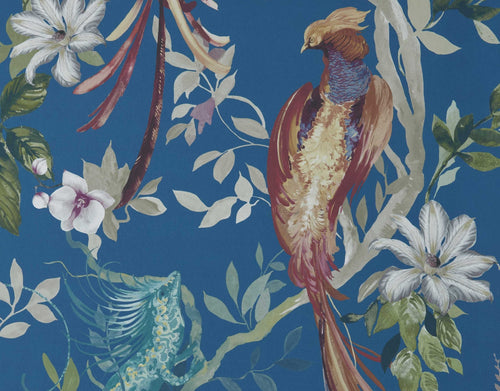 Bird Sonnet Royal Blue Luxury Bird Wallpaper