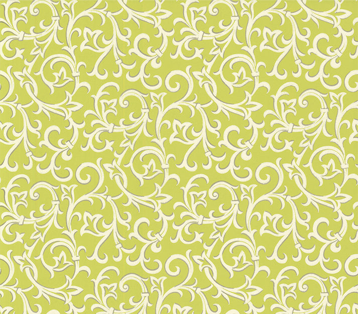 Brodsworth Lime Green Luxury Patterned Wallpaper