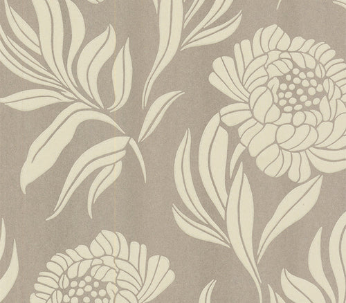 Chatsworth Taupe Metallic Luxury Floral Wallpaper