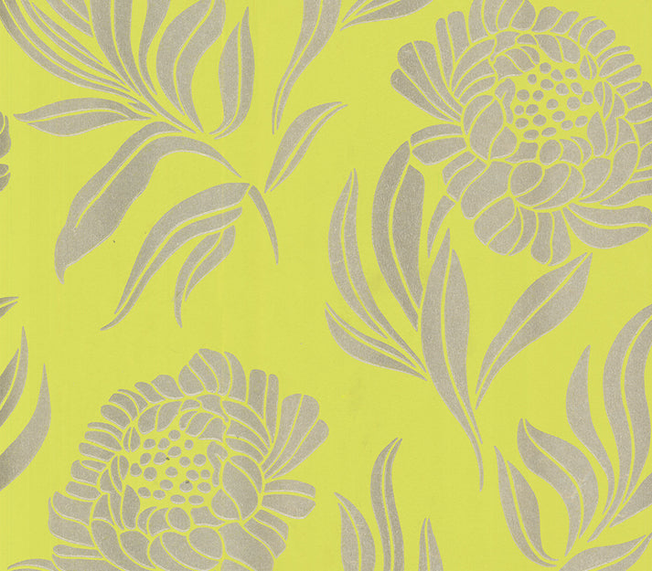 Chatsworth Lime Green Luxury Floral Wallpaper