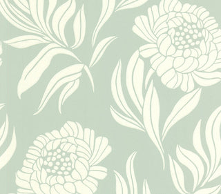Chatsworth Duck Egg Blue Luxury Floral Wallpaper