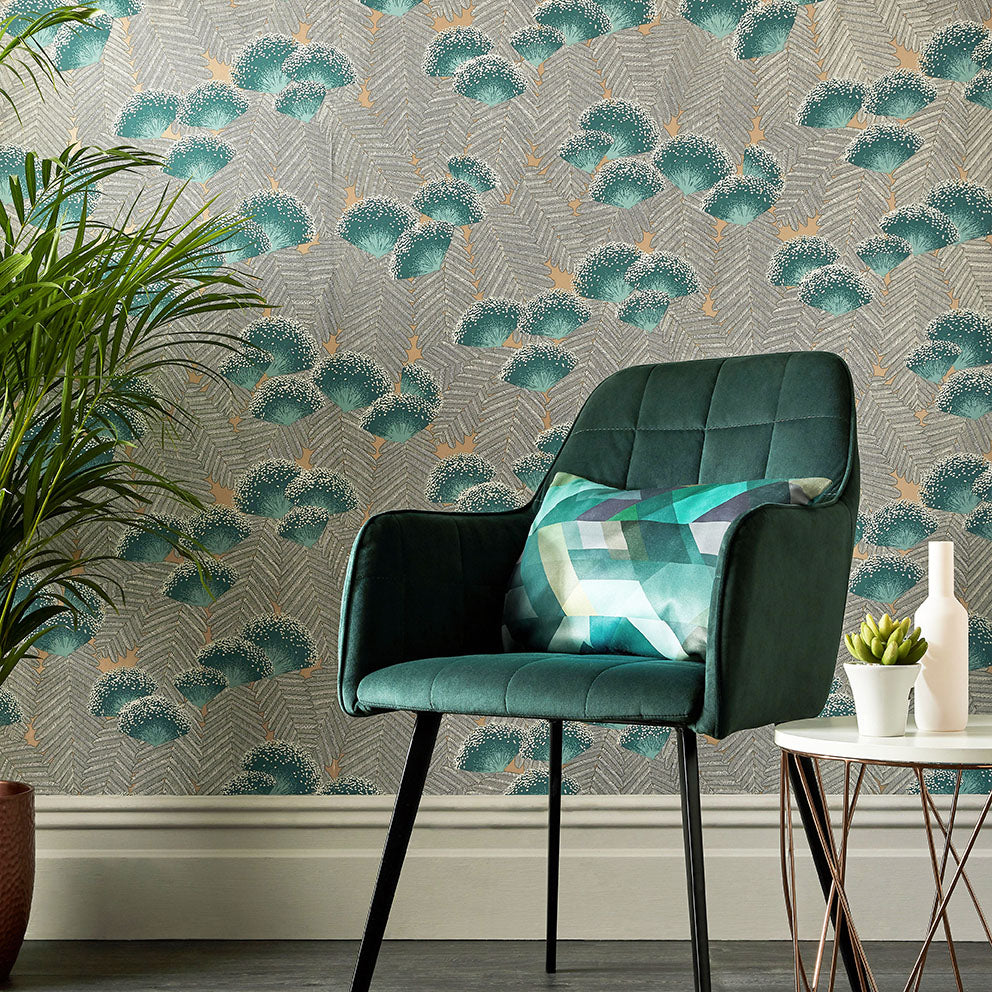 Clarice Emerald Green Luxury Art Deco Wallpaper