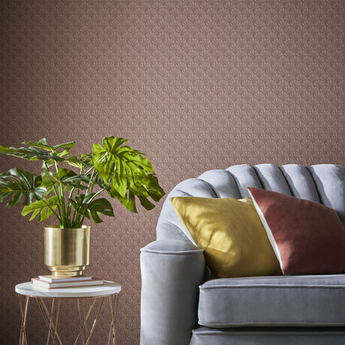 Elodie Coral Pink Luxury Art Deco Wallpaper