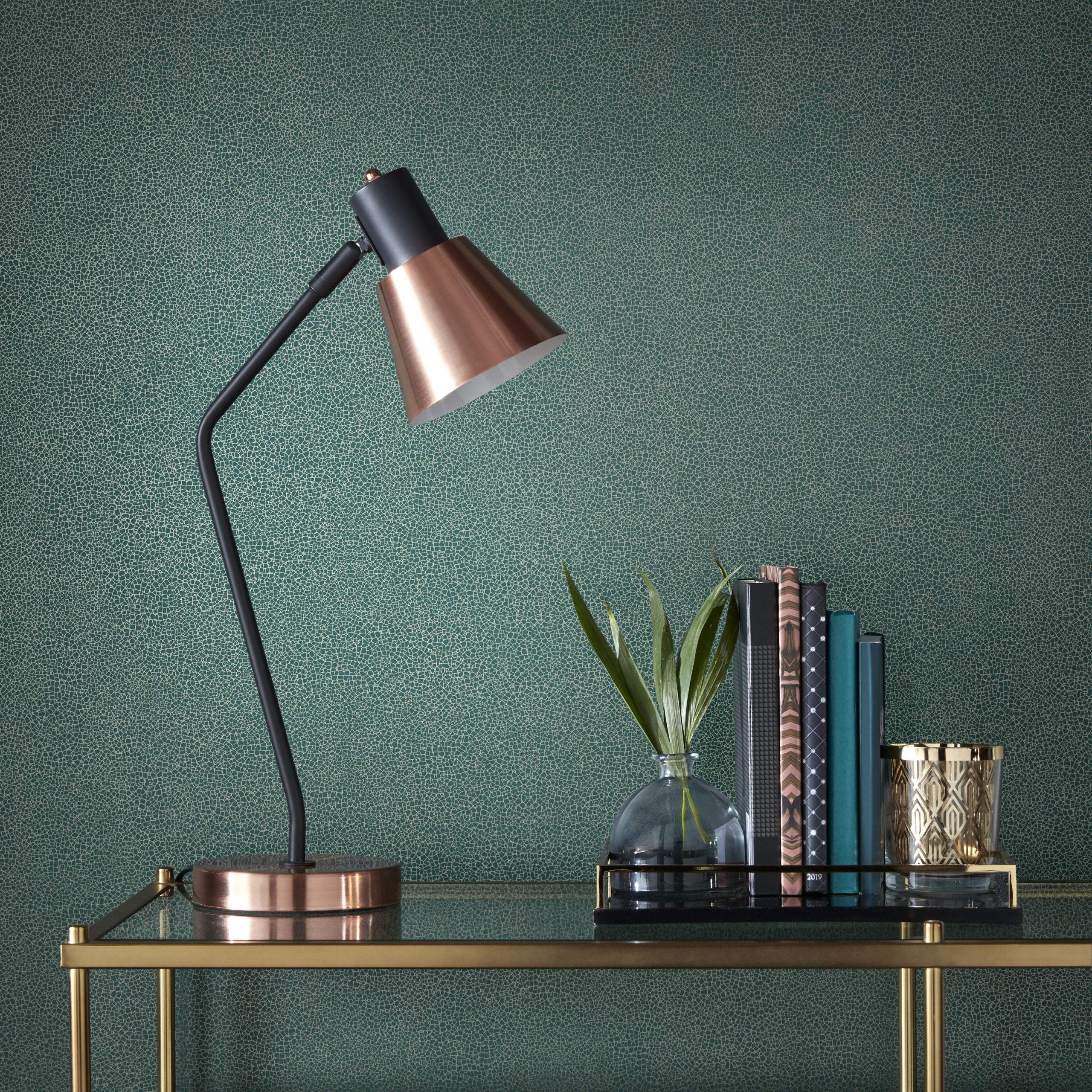 Emile Emerald Green Luxury Crackle Wallpaper