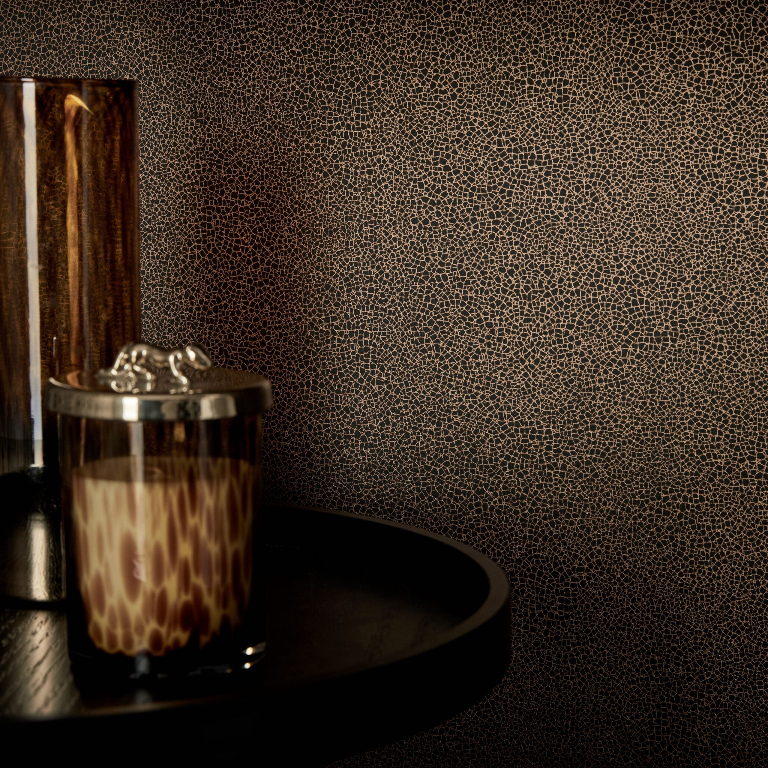 Emile Jet Black Luxury Crackle Wallpaper