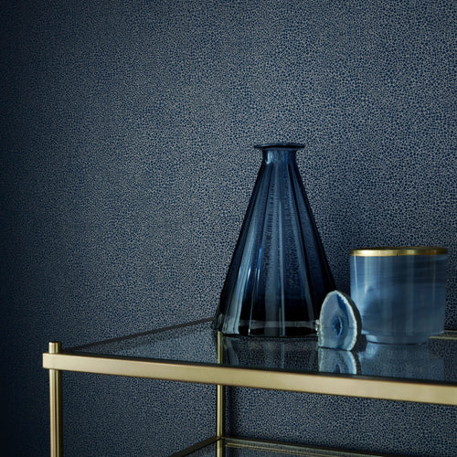 Emile Midnight Blue Luxury Crackle Wallpaper