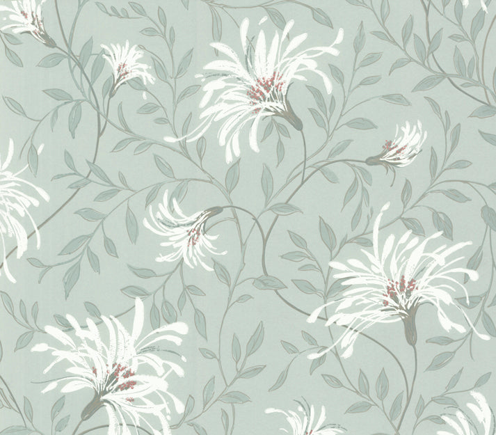 Fairhaven Duck Egg Blue Luxury Floral Wallpaper