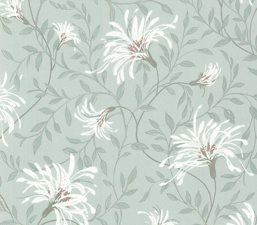 Fairhaven Duck Egg Blue Luxury Floral Wallpaper