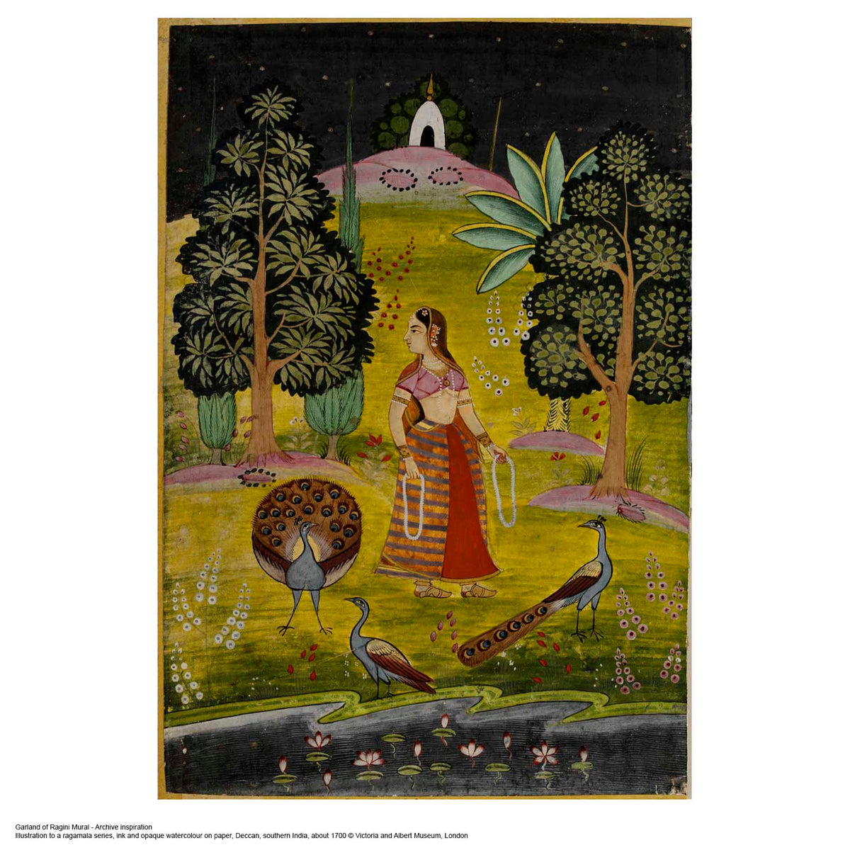 V&A Garland of Ragini - Night Wall Mural