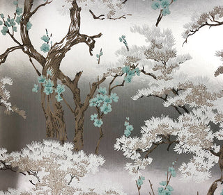 Harewood Foil Silver Luxury Chinoiserie Wallpaper