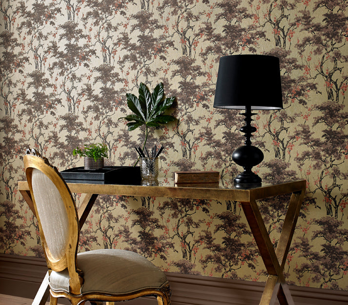 Harewood Gold Metallic Luxury Chinoiserie Wallpaper