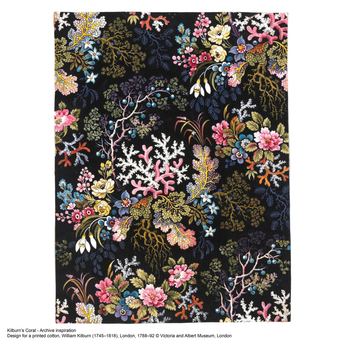 V&A Kilburn's Coral - Ocean Blue Wallpaper