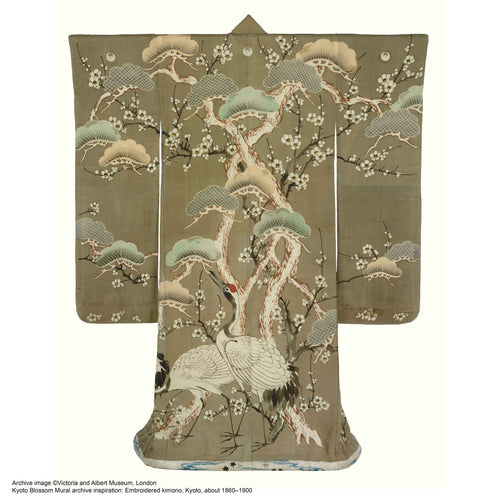 V&A Kyoto Blossom - Mist Blue Wall Mural