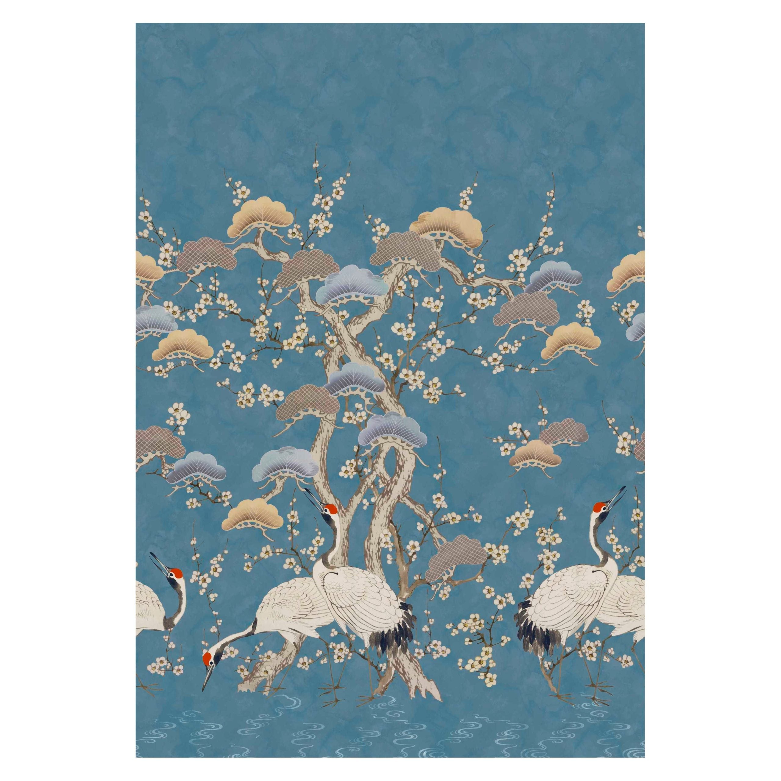 V&A Kyoto Blossom - Prussian Blue Wall Mural