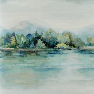 Lakeside Fern Green Luxury Landscape Wallpaper