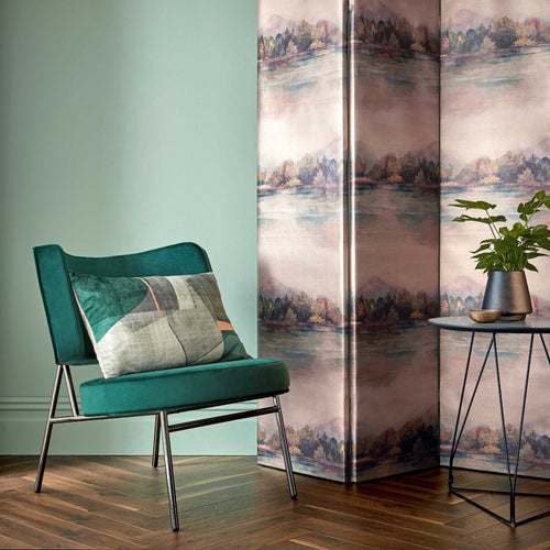 Lakeside Sunset Pink Luxury Landscape Wallpaper