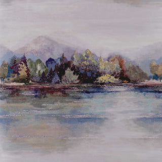 Lakeside Sunset Pink Luxury Landscape Wallpaper