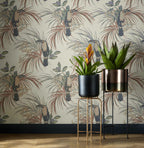 Le Toucan Amber Glow Orange Luxury Bird Wallpaper