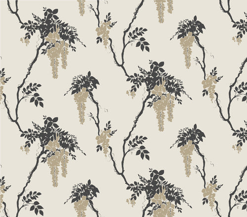 Leonora Gold and Black Luxury Floral Wallpaper