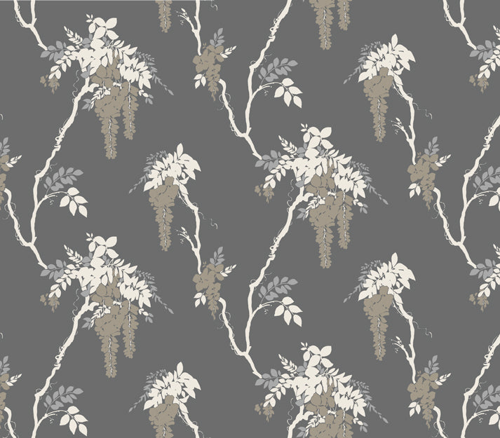 Leonora Grey Luxury Floral Wallpaper