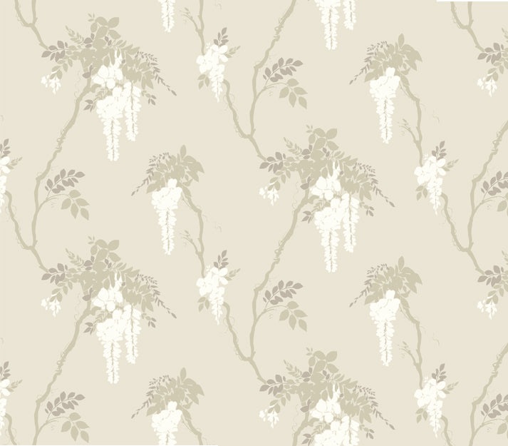 Leonora Ivory Neutral Luxury Floral Wallpaper