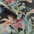 Lilliana Jet Black Luxury Floral Wallpaper