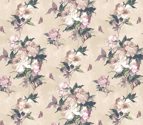 Madama Butterfly Ivory Cream Luxury Floral Wallpaper