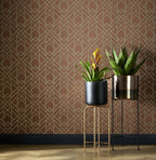 Metro Amber Glow Orange Luxury Geometric Wallpaper