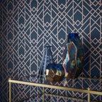 Metro Midnight Blue Luxury Geometric Wallpaper