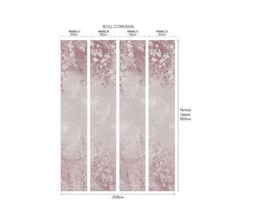 Trailing Magnolia Blush Pink Luxury Floral Wall Mural