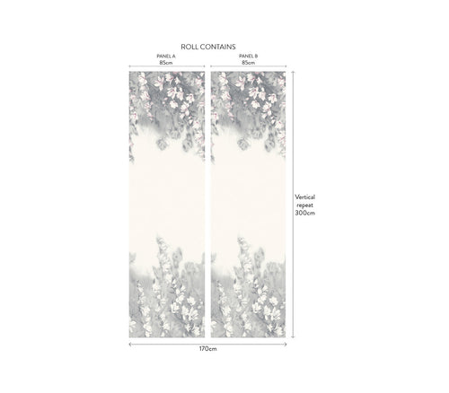 Trailing Magnolia Mist Grey Luxury Floral Paperweave Mural
