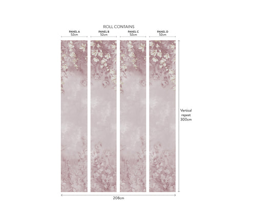 Trailing Magnolia Blush Pink Luxury Floral Wall Mural