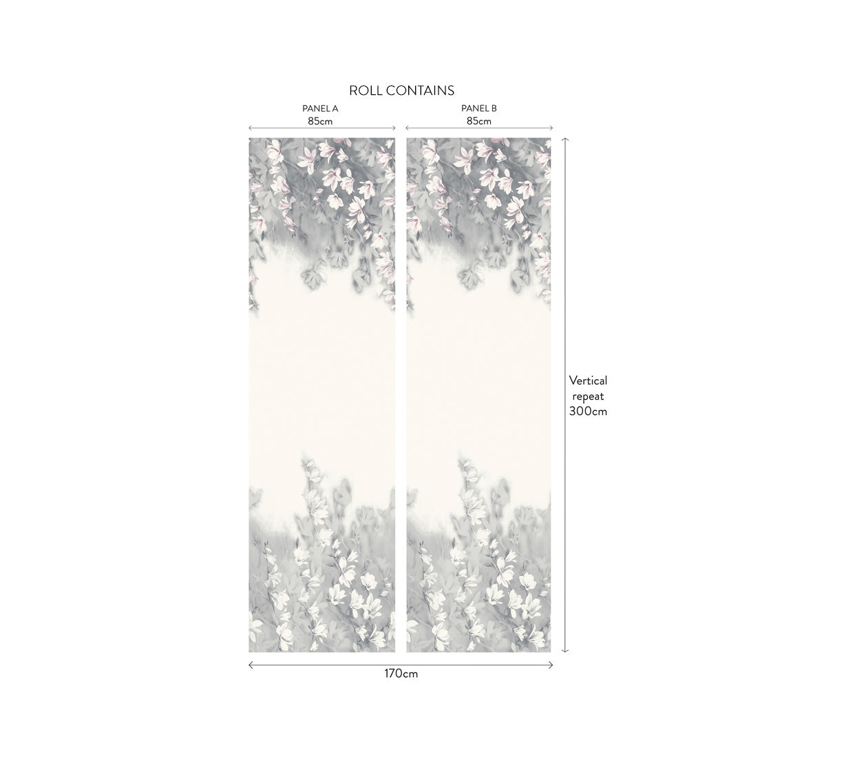 Trailing Magnolia Mist Grey Luxury Floral Paperweave Mural