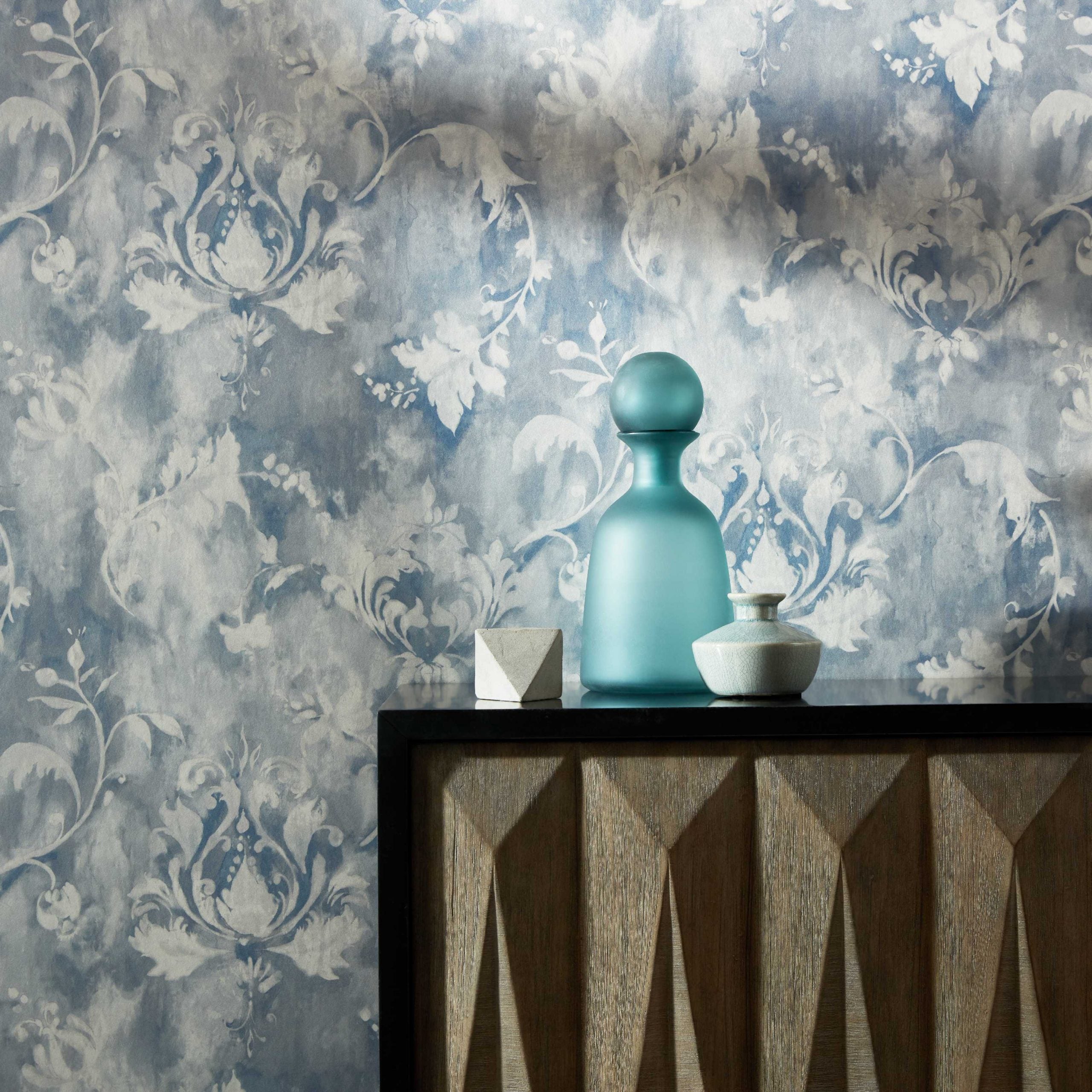 Ornamenta Pewter Grey Luxury Damask Wallpaper