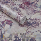 Pavilion Rose Pink Luxury Toile Wallpaper