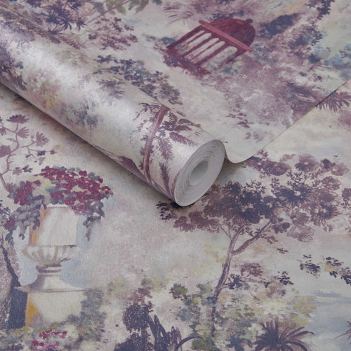 Pavilion Rose Pink Luxury Toile Wallpaper