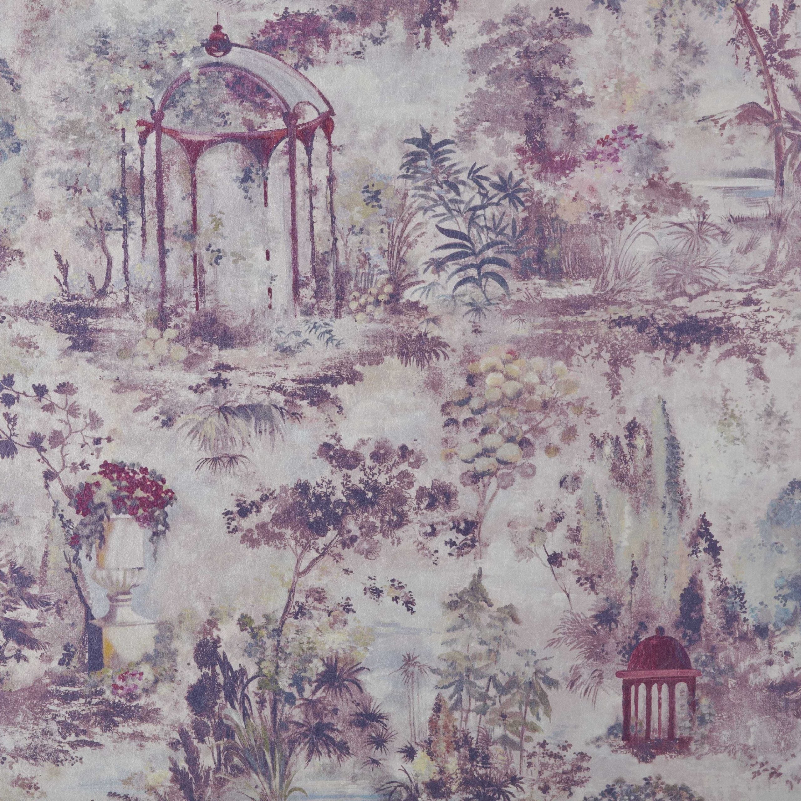 Pavilion Rose Pink Luxury Toile Wallpaper