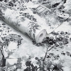 Pavilion Stone Grey Luxury Toile Wallpaper