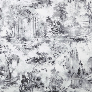 Pavilion Stone Grey Luxury Toile Wallpaper